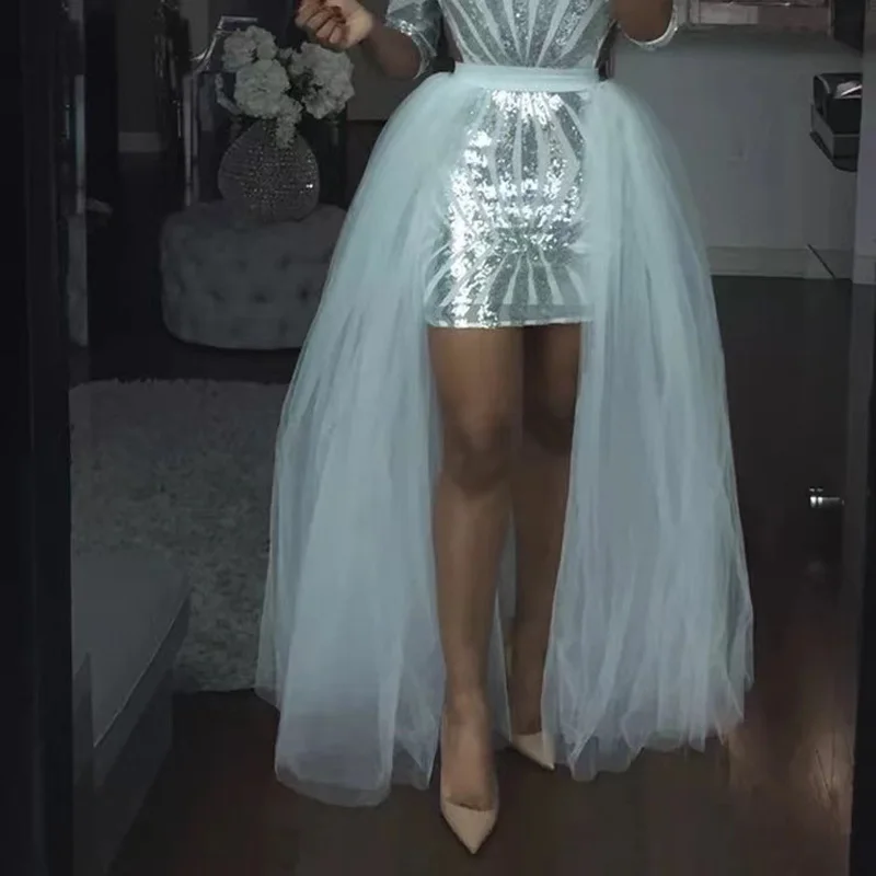 2022 White Custom Made for Dresses Black Detachable 3 Layers Elastic Waist Long Wedding Accessorories Handmade for Bridal Skirt