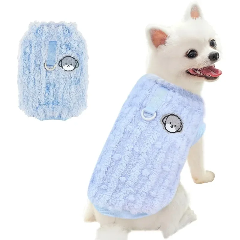 Hundepullover, Winter Warmer Hunde Pullover, für Kleine Mittelgroße Hunde und Katzen (Bleu, L)