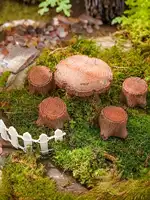 5 miniature tree stump garden art accessories resin decoration, garden landscape accessories, resin creative crafts 5