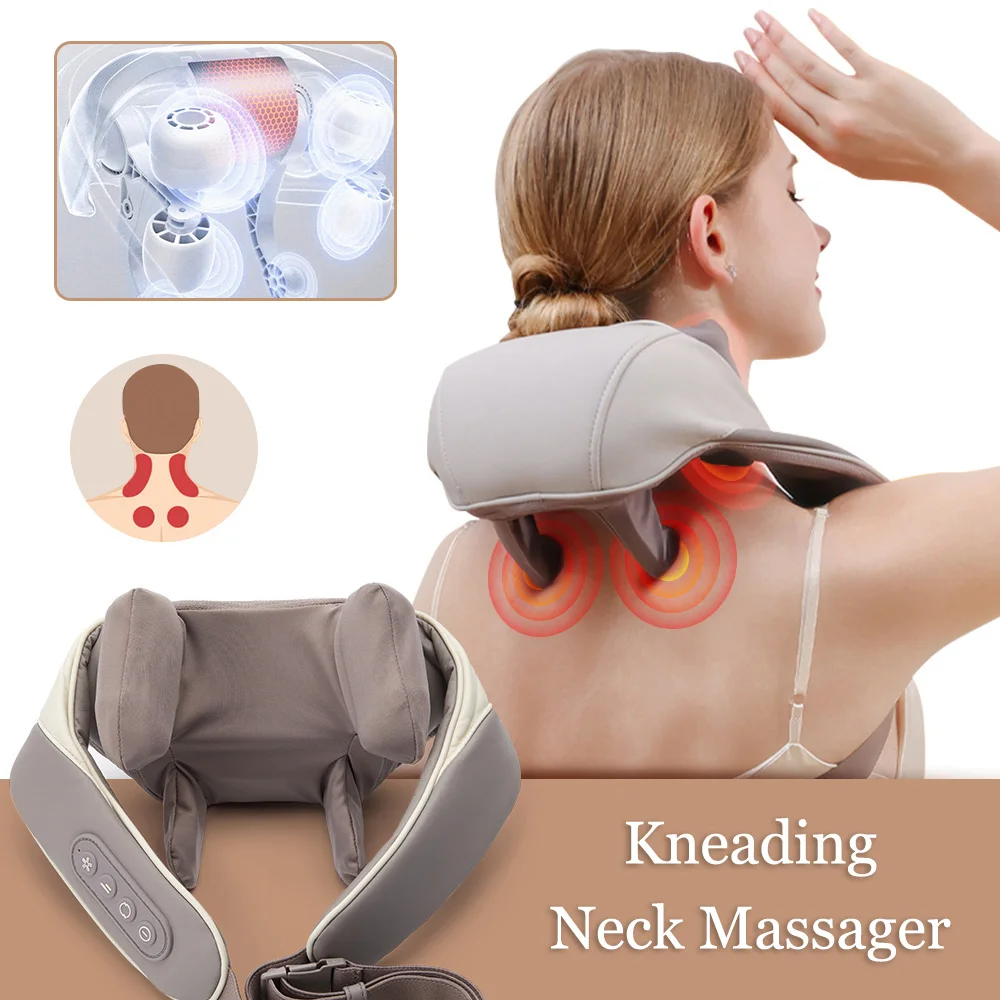 Neck Shoulder Massager Wireless Heated Electric Massage Shawl Relax The  Trapezius Muscle Masajeador Kneading and Shiatsu Device