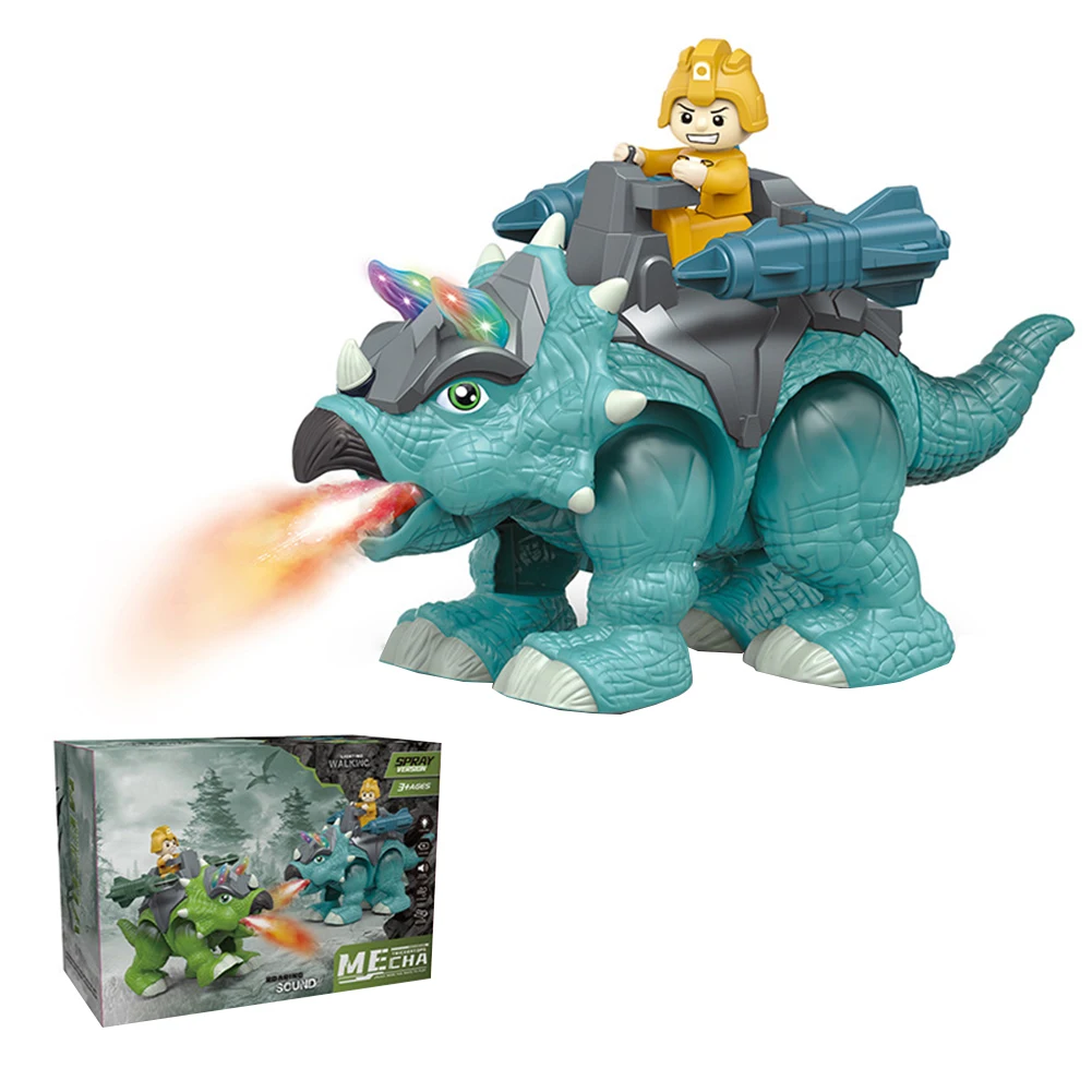 화염 스프레이가 있는 전자 공룡 장난감, 배터리 구동, 빛나는 로봇, 소년 소녀용, 현실적인 공룡 장난감