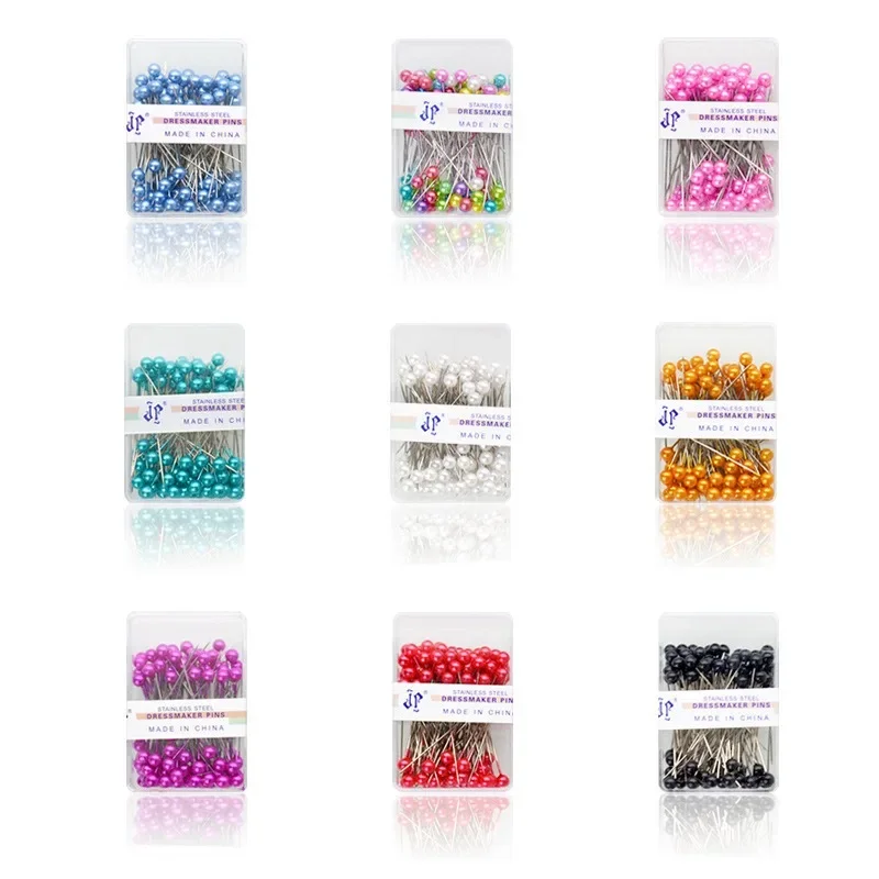 37mm Colorful Round Pearl Head Needles 100 PCS/Lot Stitch Straight Push Sewing Pins Dressmaking DIY Sewing Accessories Tools embroidery needles