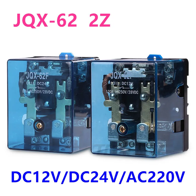 Original Jqx62f 2z 80a 120a Relé Elétrico de Alta Potência Dc12v Dc24v Ac220v Relé Elétrico de Contato Prata Novo