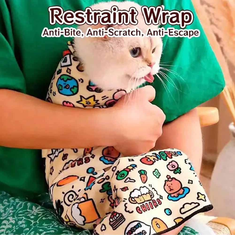 Self Adhesive Cat Wrap Cloth Anti Scratch Bite Escape Pet Grooming Nail Clipping Medicine Calming Tool Multifunctional Fabric