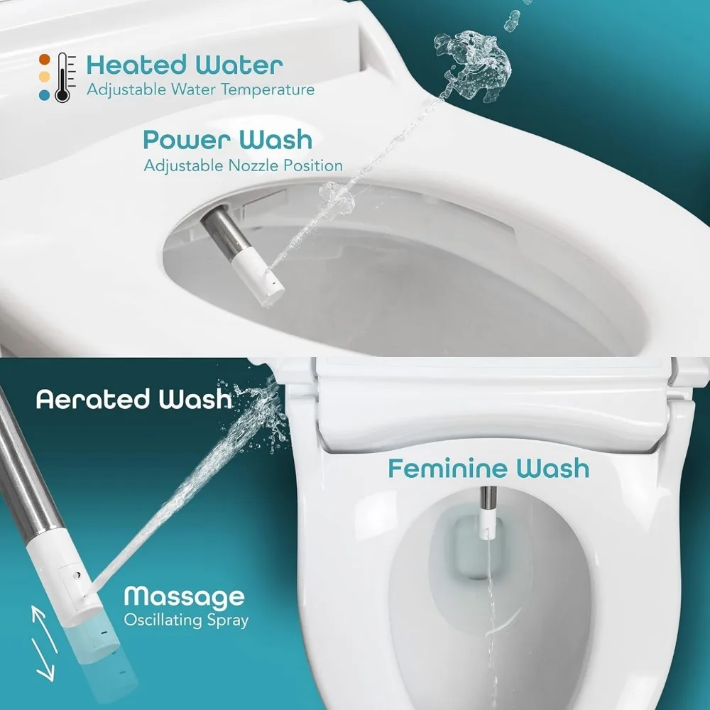 Smart Toilet with Heated Water, Wireless Remote, and Warm Air Dryer - Adjustable and Self-Cleaning - Multiple Wash Settings 3