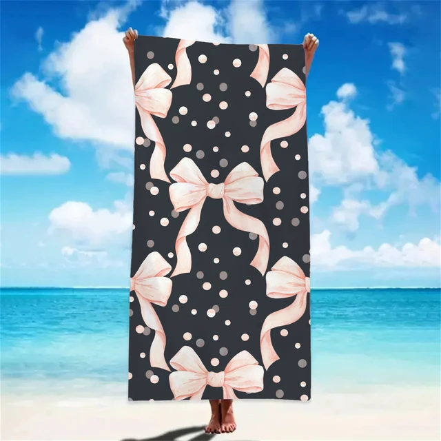 Princess Beach Towels Bow Custom Name Towel Personalized Holiday Travel Birthday Gifts For Women Adult Quick-Drying Bath Towels 1
