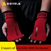 1Pair 4mm Thickened Gym Grips Cowhide Palm Guards Weightlifting Fitness Workout Gloves Grips with Wrist Wraps Training Equipment 1