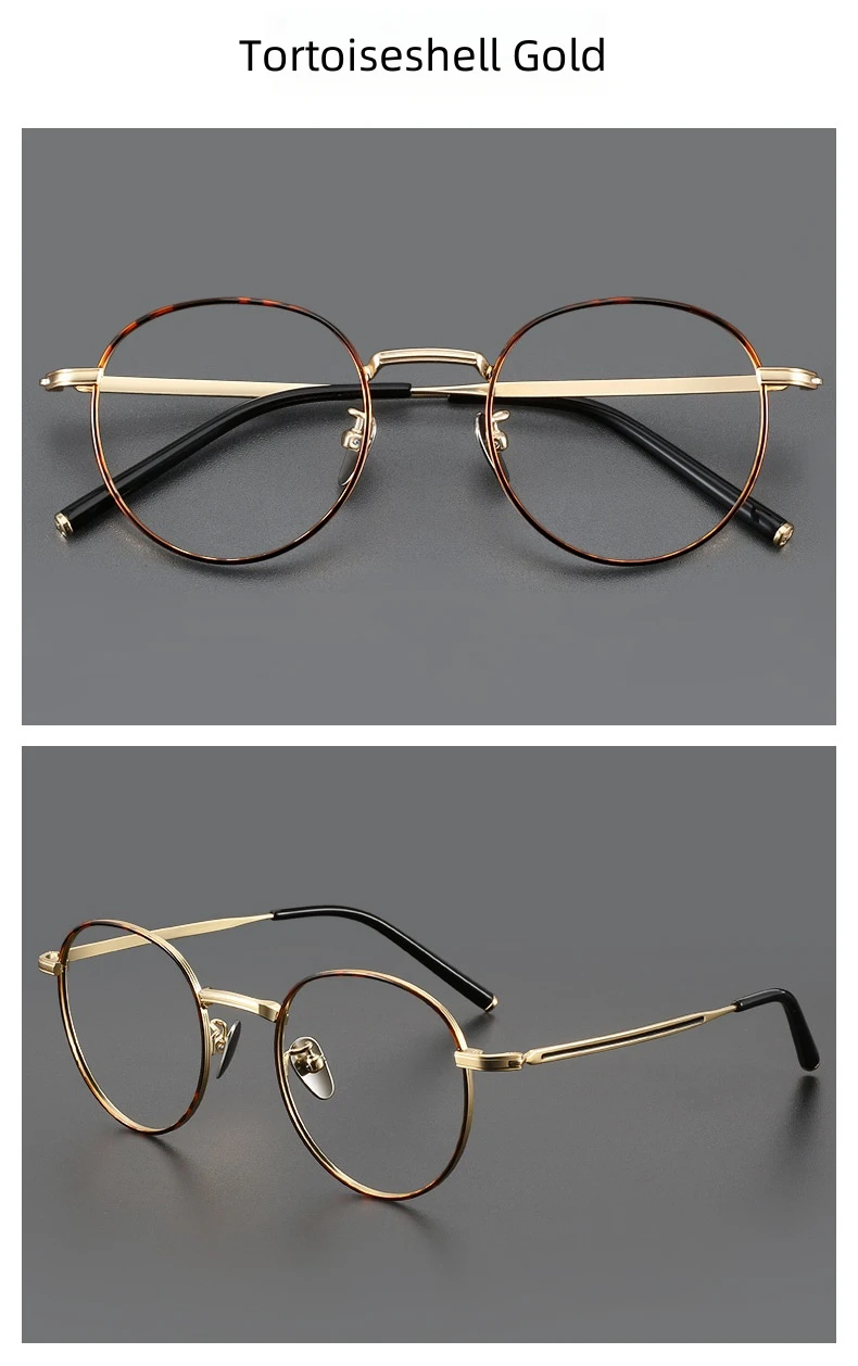 FIRADA Mode Brillen Retro Reinem Titan Runde Brille Komfortable Optische Brillen Rahmen Für Männer Frauen 1820-C – Detail 10