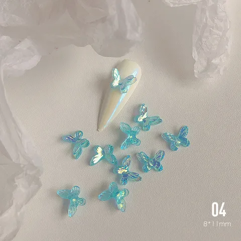 Aurora Glitter 3D Colorful Butterfly Nails Jewelry DIY Resin Manicure Decals Nail Art Decorations Accessories 2021 New