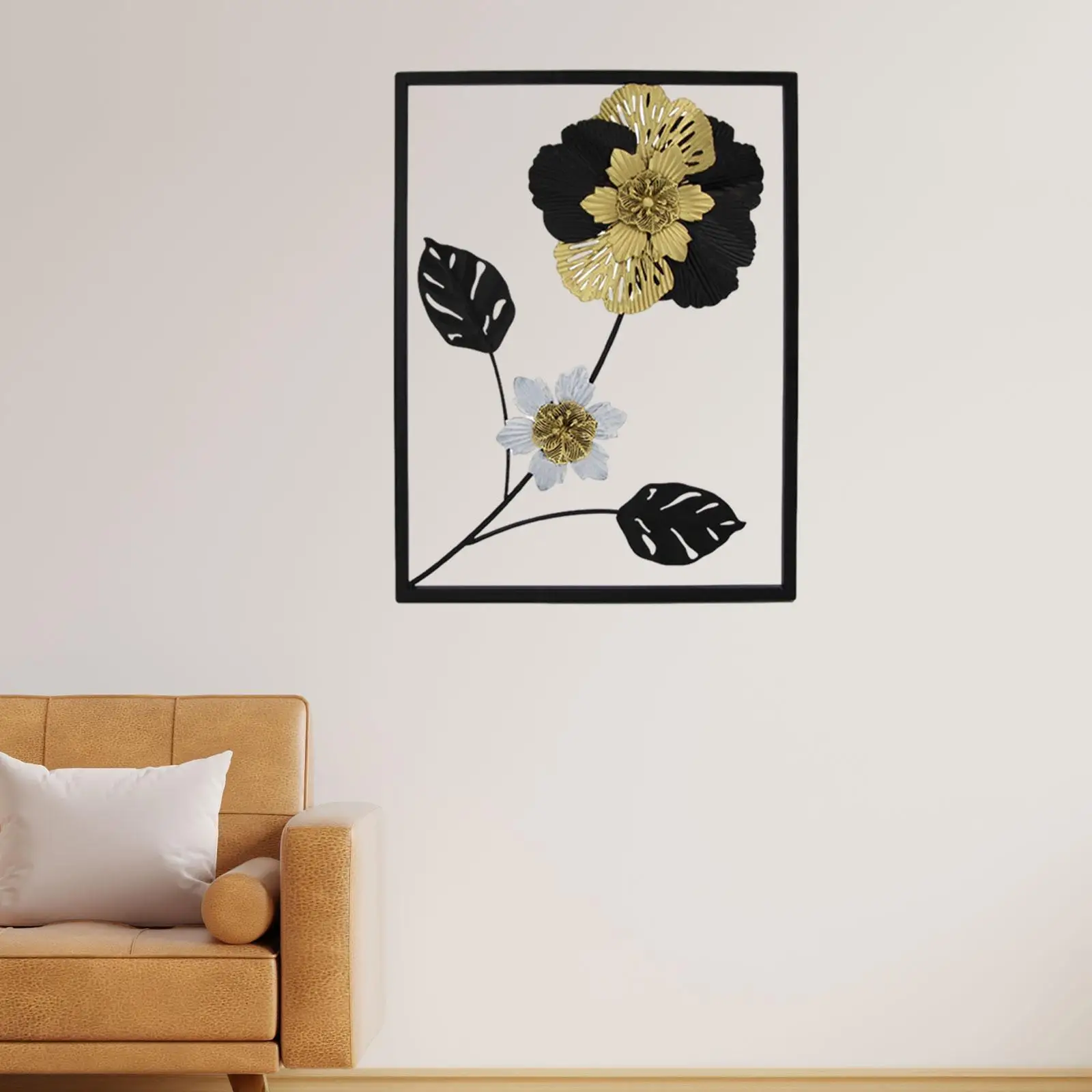 Black Flower Wall Art Bathroom Dining above Bed Hallway Garden Living Room Indoor Decorative Hotel Golden Floral Wall Art
