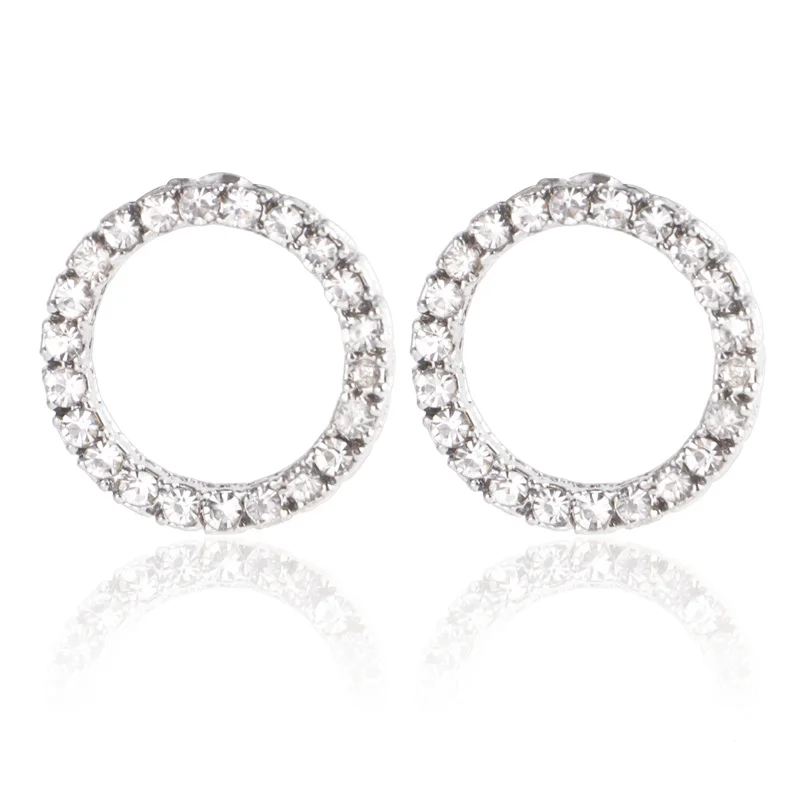 Korean Fashion Versatile Dazzling Circle Stud Earrings with