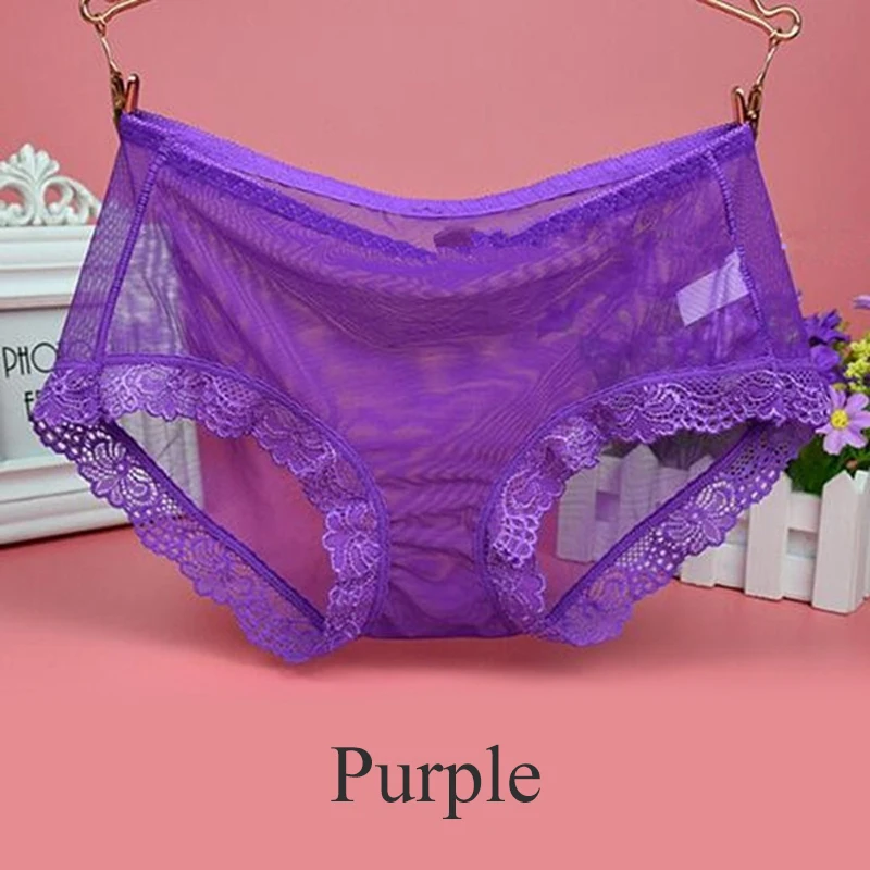 Full Transparent Female Panties See Through Mesh Lace Underwear Woman Sexy Seamless Briefs Ladies Thin Underwear Low Rise