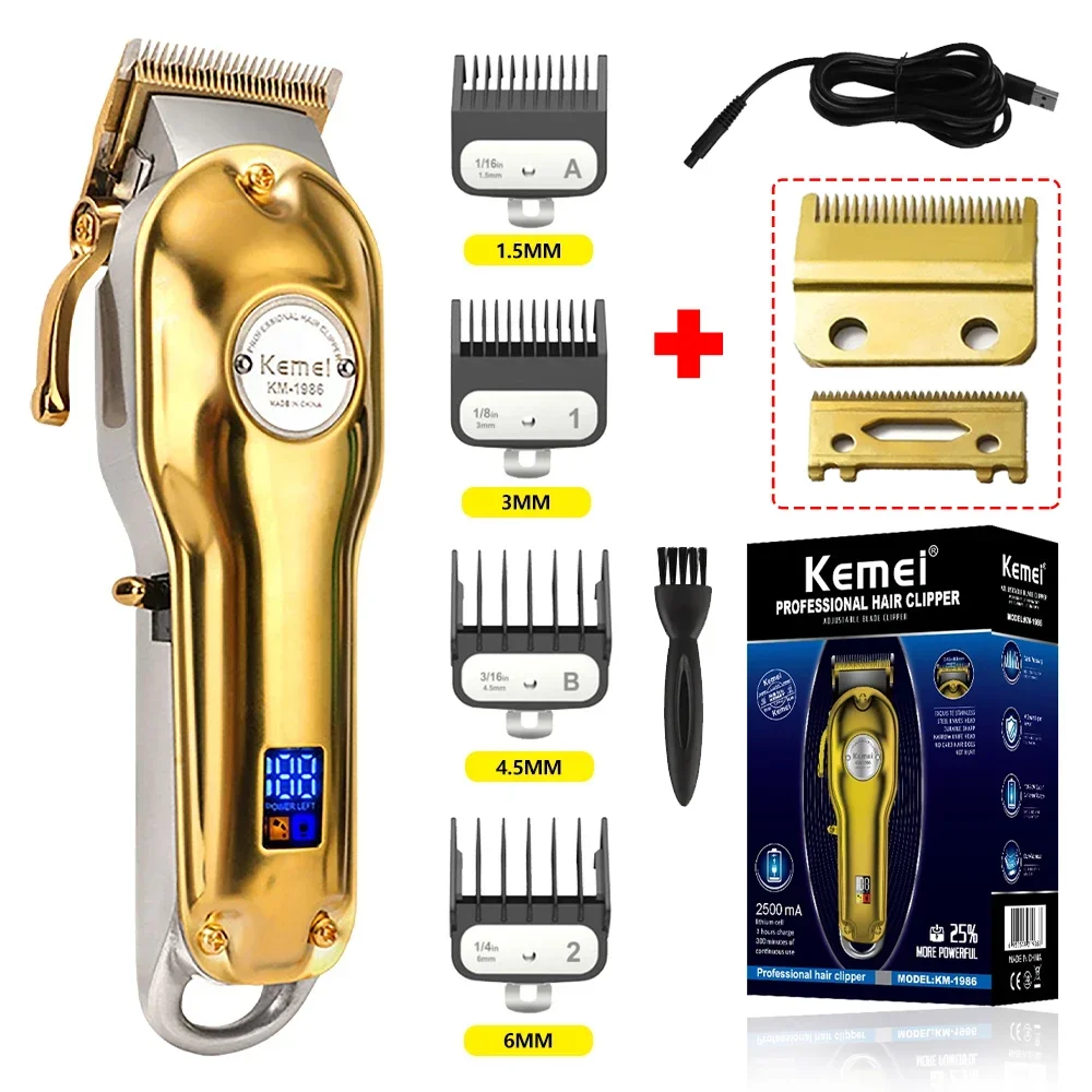 Kemei Hair Clipper KM-1986 Professional Trimmer 9000 RPM Barber Hair Cutting Machine for Men