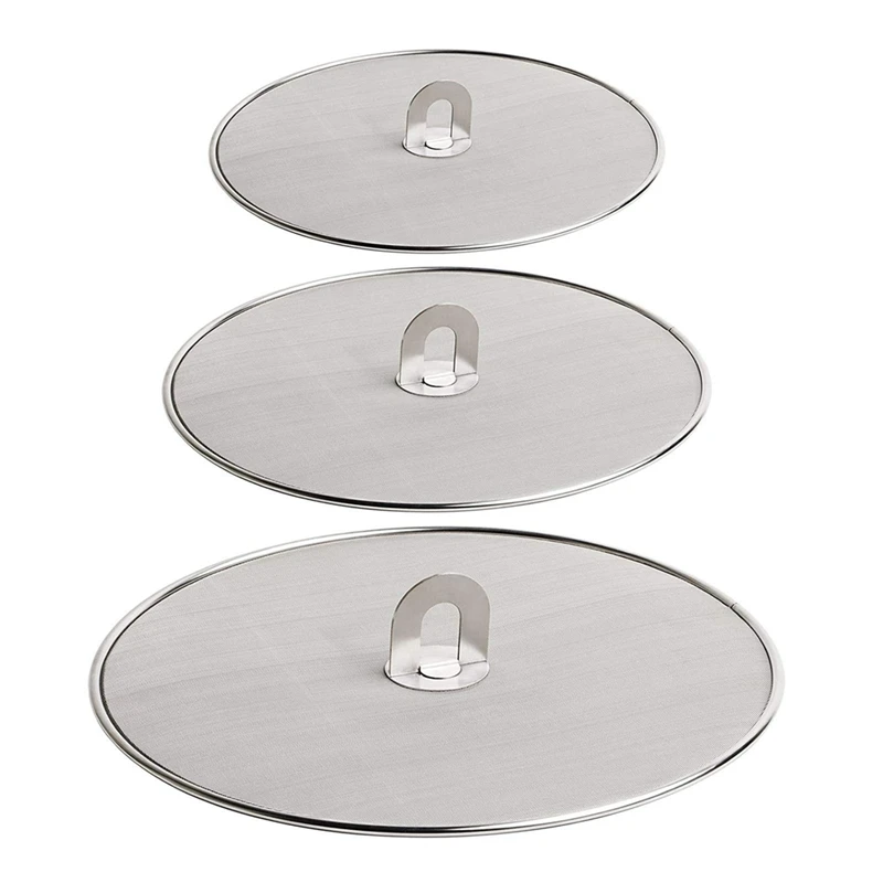 

3PCS Splatter Screen For Cooking - Stainless Steel Grease Splatter For Frying Pan, No Cooking Oil Mess