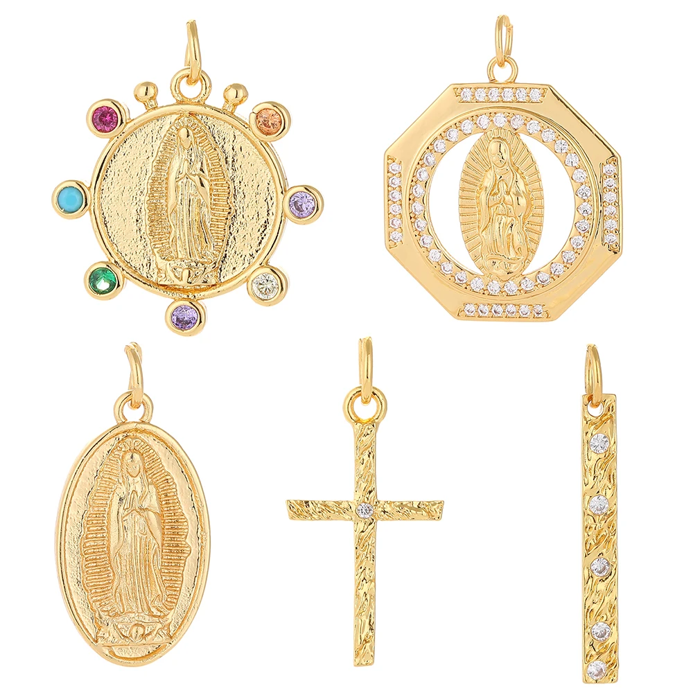 크로스 참 보석 만들기 용품 골드 컬러 우리 레이디 참 펜던트 Diy 디자인 참 귀걸이 목걸이 팔찌 CZ, 쥬얼리 제작 용품..