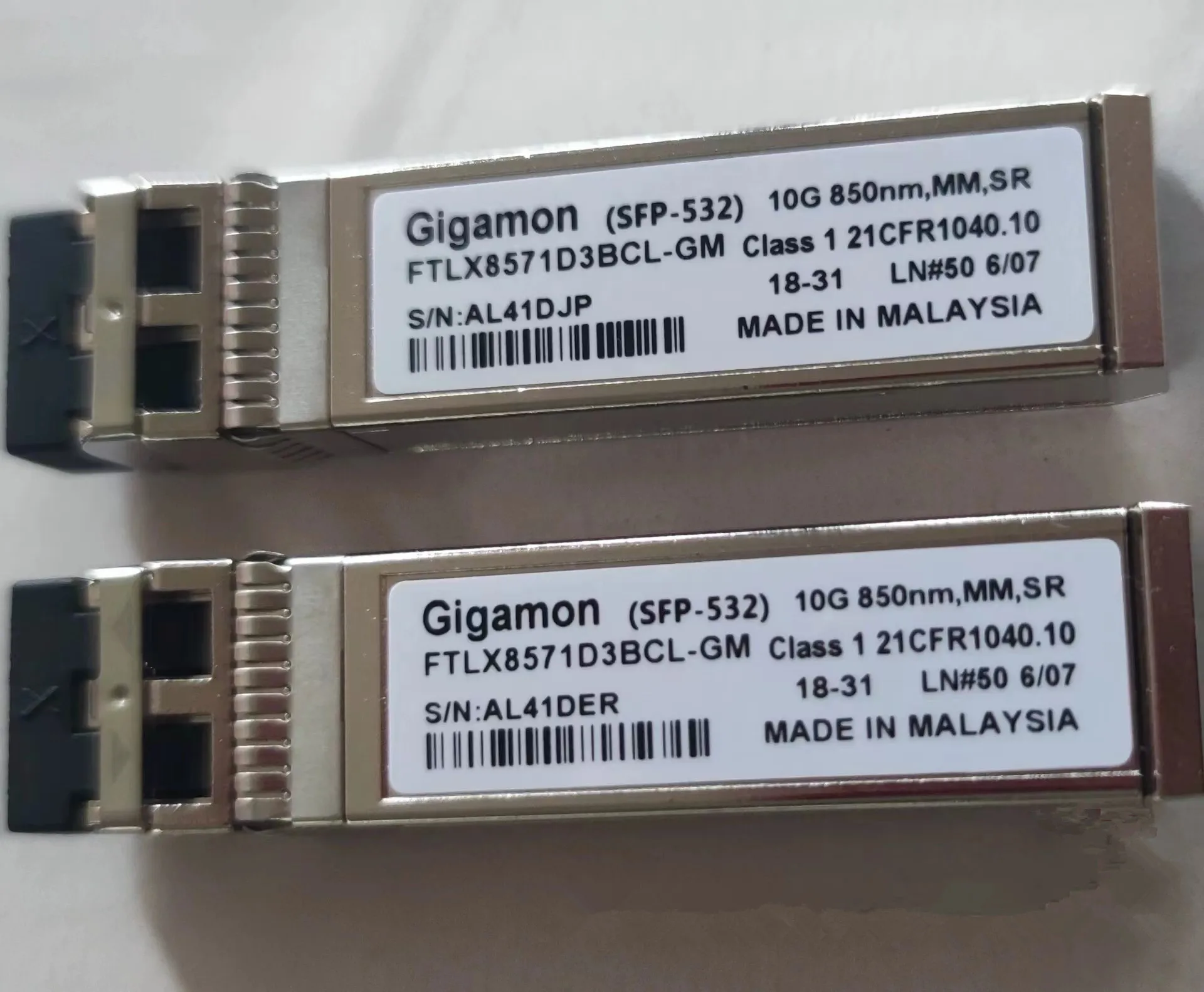 Gigamon 10Gb Sfp Modulo In Fibra Ftlx8571D3Bcl-Gm Sfp-532 10G 850Nm Mm Sr Gigamon 10G Ricetrasmettitore Switch