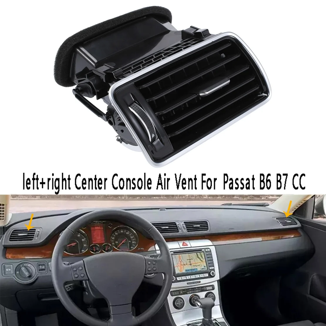 Car Right A/C Air Vent Center Console Air Condition Vents Central Outlet Assembly for-VW Passat B6 B7 CC 3AD819702A
