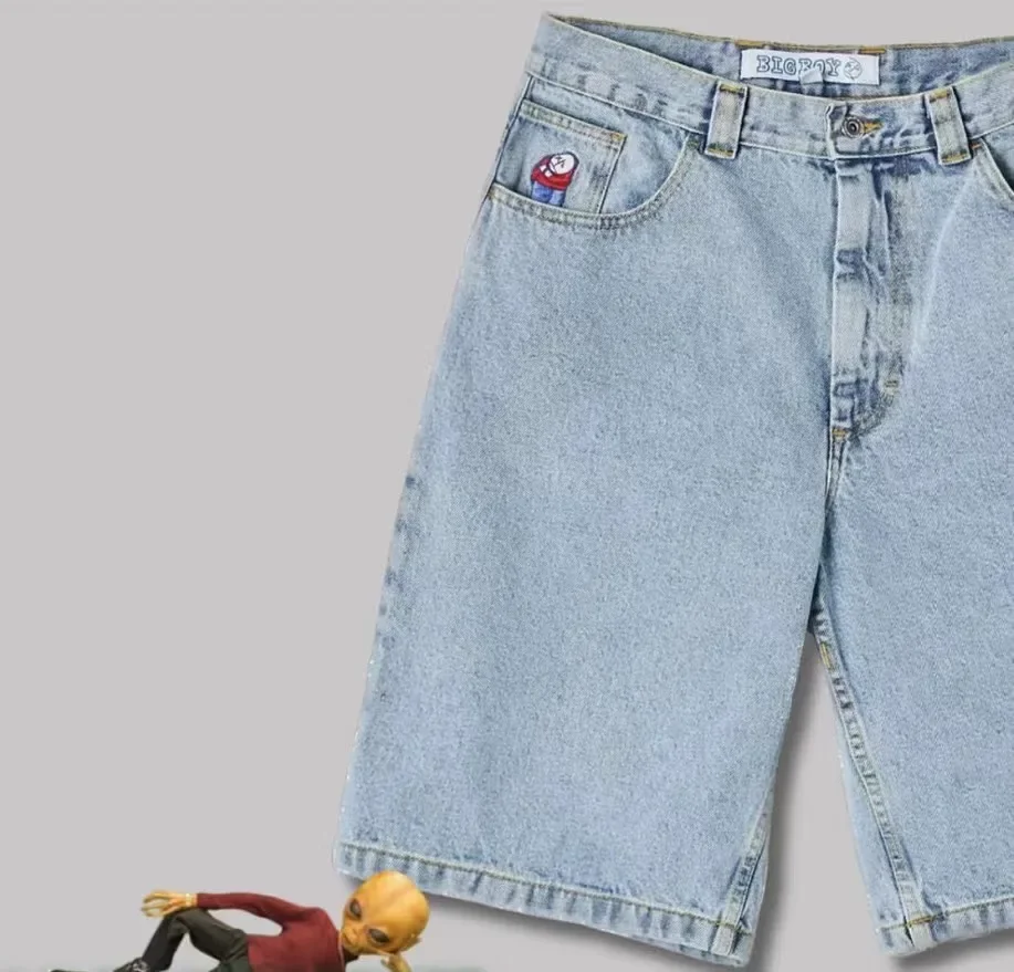 Y2K Polar Big boy Short for Men Streetwear Baggy Jeans Embroidery Denim Leisure Short Mujer Hot Traf Men shorts Skate jeans men 3
