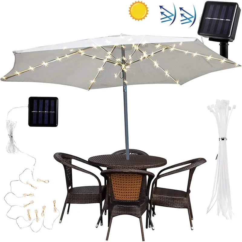 Solar-Powered LED String Lights with Remote Control - 8-Mode Outdoor Patio and Camping Illumination