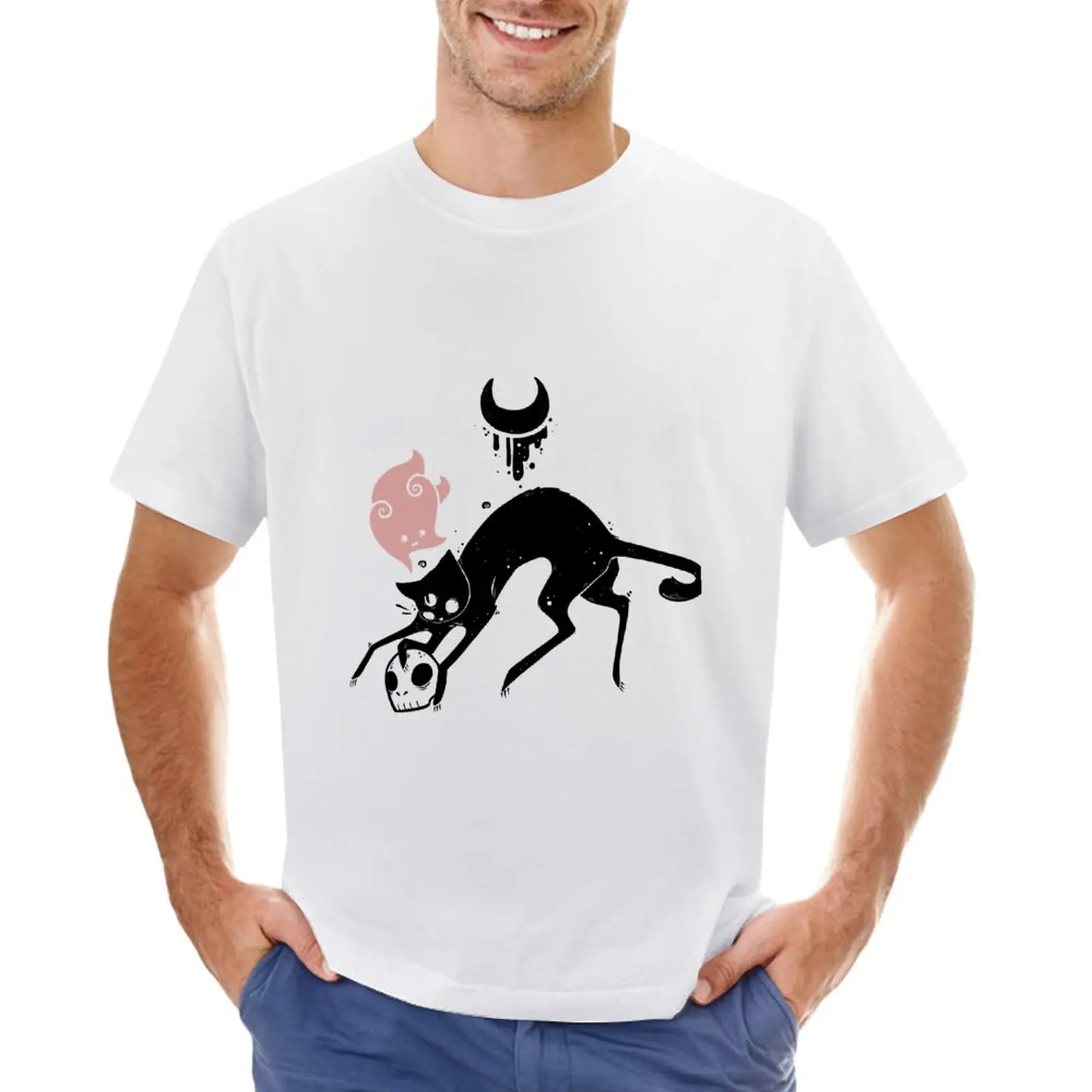 

Spooky Black Cat Artwork T-Shirt plain cute tops tees t shirts men
