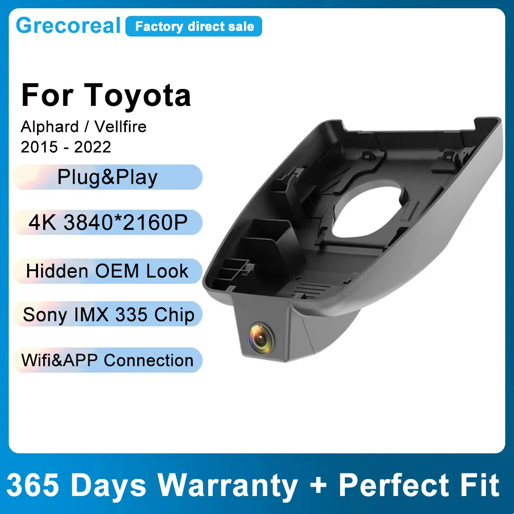 

Grecoreal Car Dash Cam for Toyota Alphard Vellfire AH30 / Lexus LM 2022 2021 4K Wifi Front Rear Dash Camera Dual Dashcam Car DVR