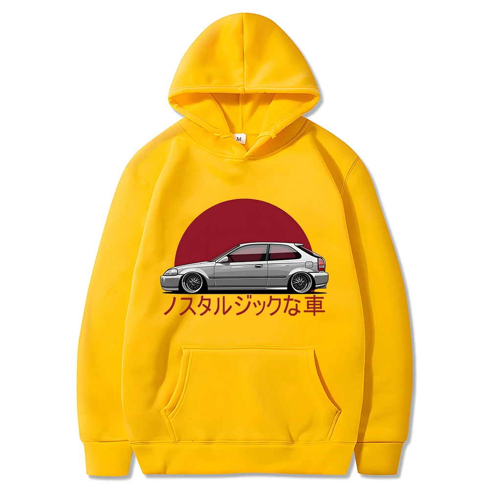 Men Nostalgic Car Hoodie Jdm Comic Printing Tracksuit Mens Sweatshirt Female EK Japanese Streetwear Pullover Long Sleeve EU Size