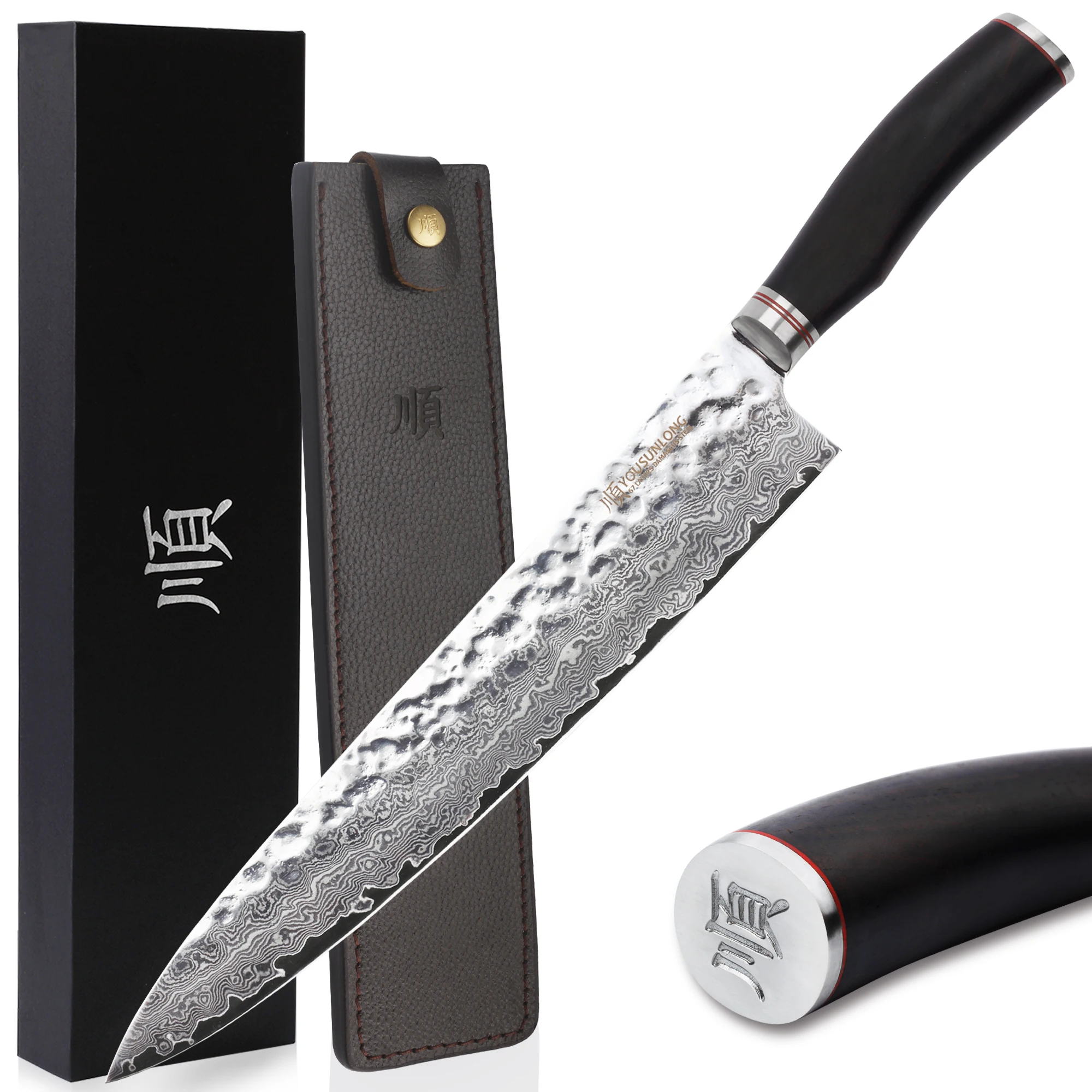 

YOUSUNLONG Max Chef knife - 12 inch (305mm) - Japanese Hammered Damascus Steel -Professional Gyuto Chef's Knives- Razor Sharp Ki