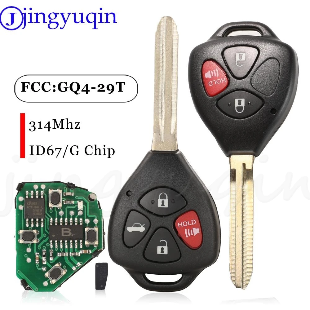 

jingyuqin 3/4 Buttons Remote Car Key Fob 314Mhz ID67 Chip GQ4-29T For Toyota USA Corolla Matrix 2008-2010 Pontiac Vibe