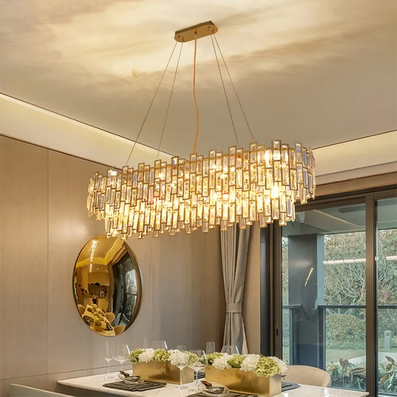 Luxury Modern Crystal Pendant Chandelier Light Dining Room Living Room Interior Decoration Golden Crystal Led Ceiling Chandelier