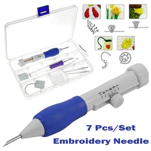 Punch Needle Set Interchangeable Punch Needle Embroidery Punch Needle Pen  Stitching Tool with Threader Scissors for DIY Craft Thread and Yarn