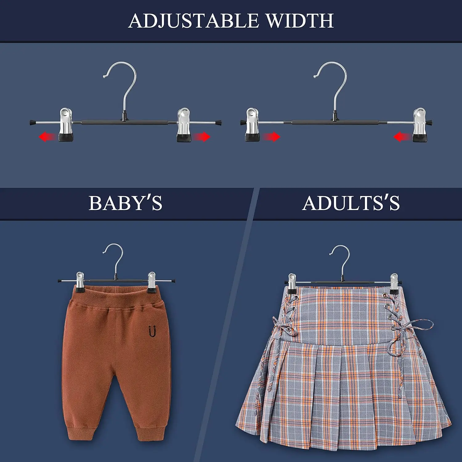 Adjustable Pants Hangers Pack 4