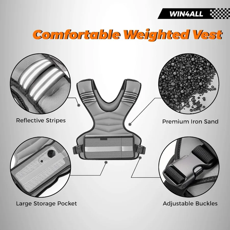 Weighted Vest Woman Adjustable Weights For Walking, 6-12lb/12-18lb, Weighted Vest Woman with 6 Ironsand Weights, Weight Vest For