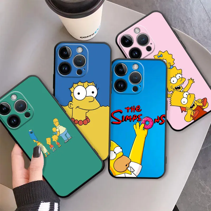 Disney Funda de teléfono silikon Simpsons chłopcy etui na telefony dla iPhone 14 13 12 mini 11 pro xs max X XR 7 PLUS para prezent