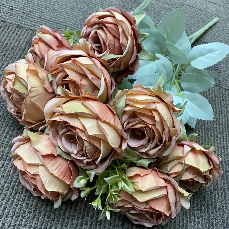 Elegant 9-Head Rose Bouquet for Wedding Decor or Photography Props