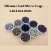 1000pcs Hair Extentions Micro Rings Links Beads, 5mm Silicone Lined Beads for Human Hair Extensions Tool-Multi-colored 3