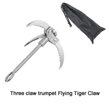 

Outdoor Folding Climbing Hook Adventure Stainless Steel Trumpet Flying Tiger Claw Survival Tool Three Claw Life Hook