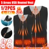 1/2PCS 5 Areas Heating Vest Winter USB Infrared Thermal Jacket Electric Heating Sleeveless Self-heating Clothe For Outdoor Sport 1