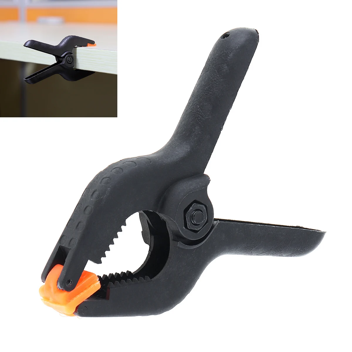 3 Inch Multifunction Black Plastic Nylon Fixed Clip with A Type Spring Clamps and 40mm Maximum Opening for Fixed Photography