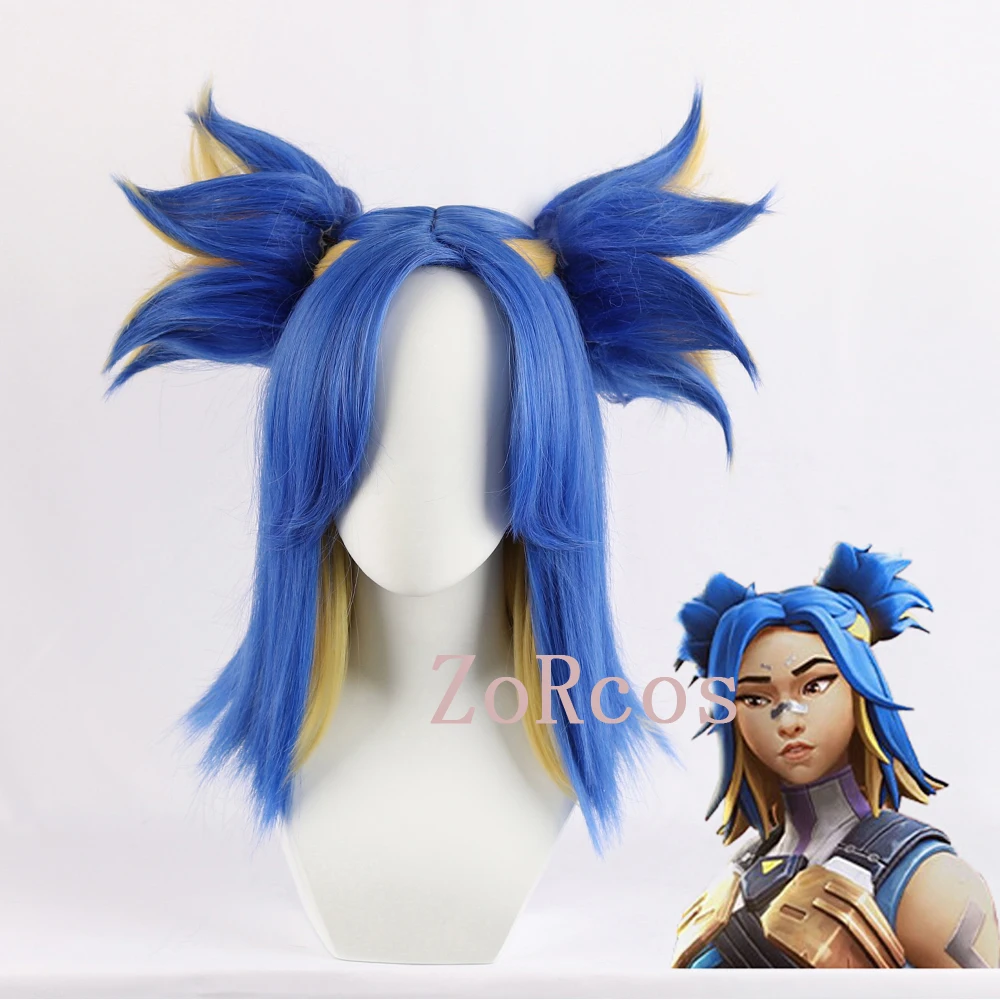 Game Valorant Neon Cosplay Wig Short Blue Cosplay Wigs Heat Resistant