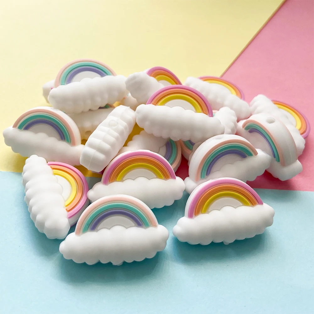 Baby Silicone Rainbow BPA Free Food Grade DIY Pacifier Chain Silicone Baby Teeth Gift silicone teething toys baby teething toys silicone teether 1/3/10pcs