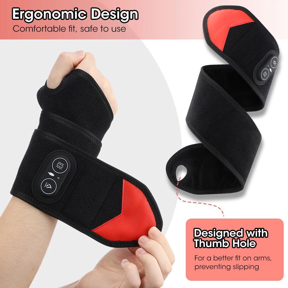 3-in-1 Heating Wrist Massage Pad Electric Wrist Massager Vibration Light Joint F