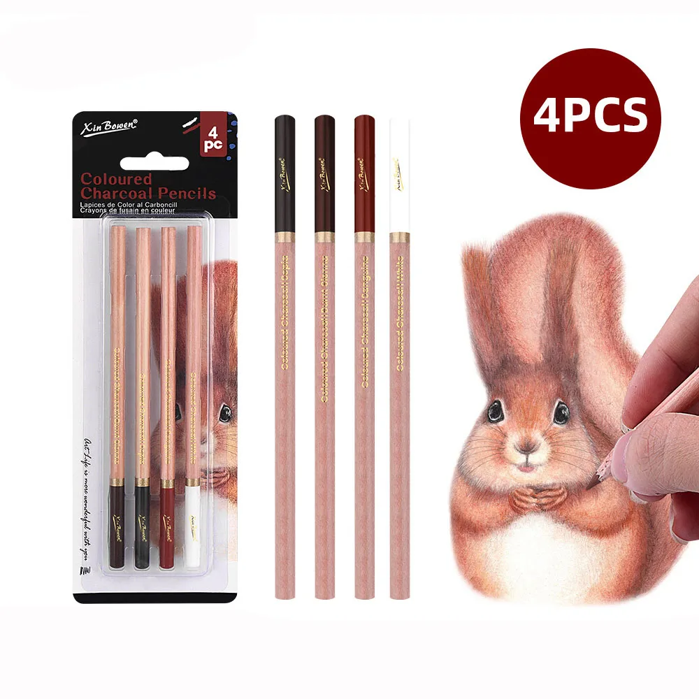 Professional Sketch Colored Charcoal Pencils Set Sketch Highlight Pencils For Drawing Sketching Shading Blending 4Pcs sketch pencils,charcoal pencils
