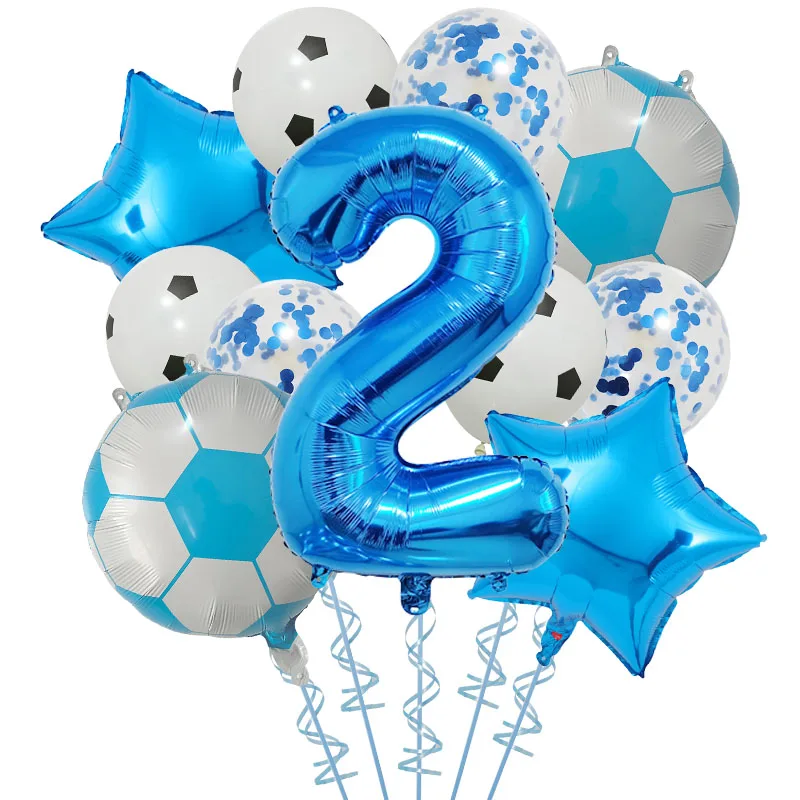 thumbnail image 1 of 11 globos de helio para decoración de fiestas de cumpleaños de fútbol, de 32 pulgadas, color verde y azul, para niños y niñas, 1 of 5