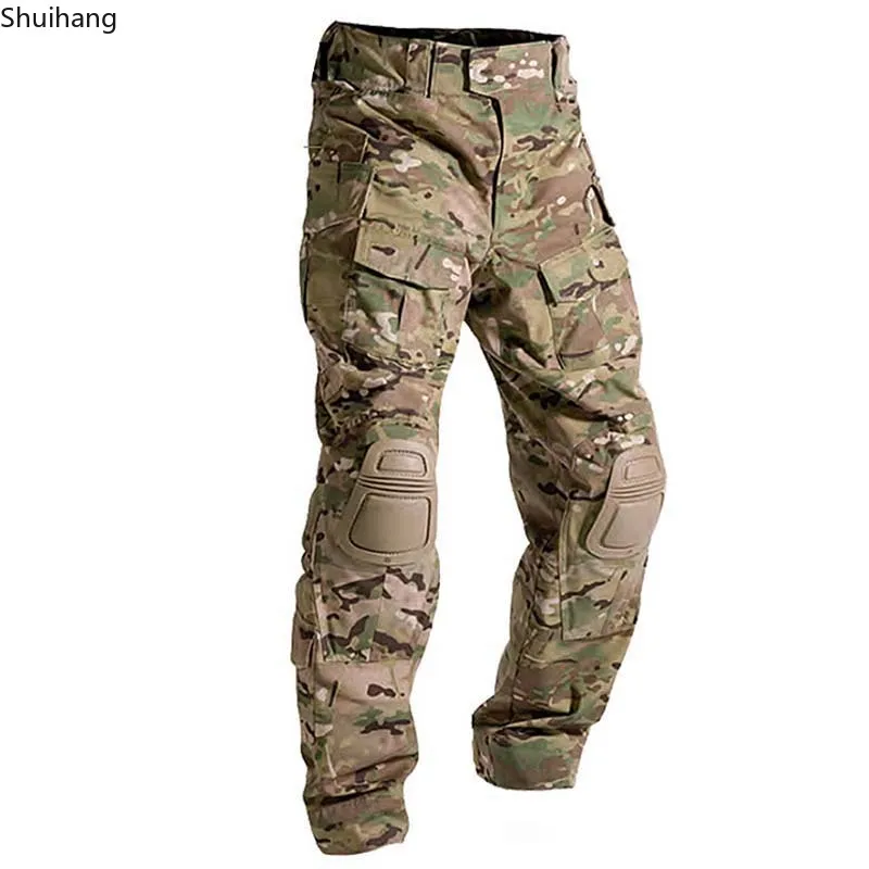

Камуфляжные военные тактические брюки армейские износостойкие походные брюки для пейнтбола боевые брюки с наколенниками охотничья одежда