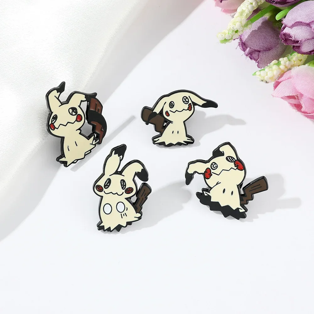 

4 стиля Аниме Покемон Mimikyu Q Версия Модель игрушка Пикачу Металлические Булавки искусственные Мультяшные игры фанат собирать значок для детей подарок