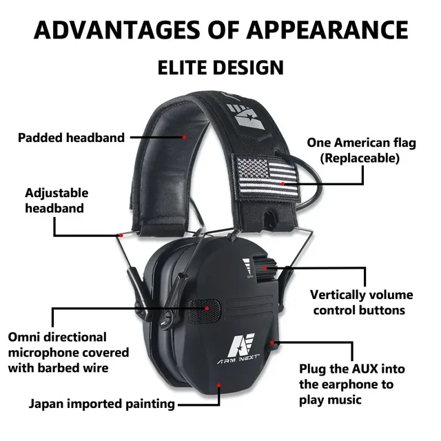 Tactical Security Protection Headphones Outdoor Sports  Anti Noise Headset Impact Sound Amplification Hearing Hunting Ear 23dB 5