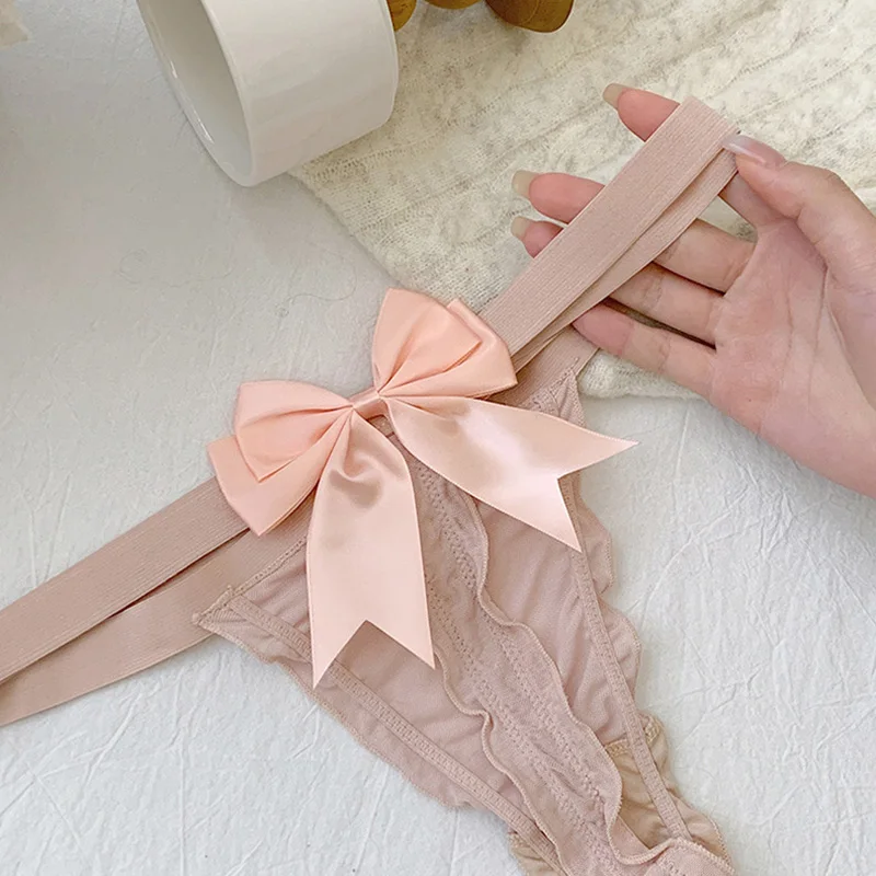 Spitze Sexy Mädchen Slips Frauen Höschen Nahtlose Bowknot G String Tanga Unterwäsche Niedrige Taille Weibliche Einstellbare Dessous – Detail 23