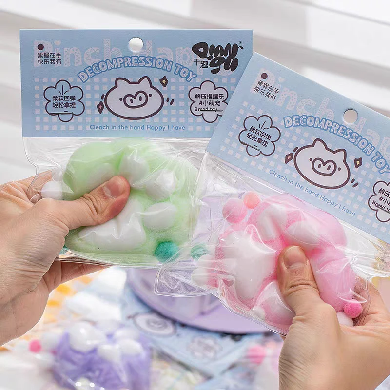 Fidget Toy Large Kawaii Cat Paws Sticky Squeeze Toys Soft Realistic Jelly Glitter Transparent Kids Adult Gifts