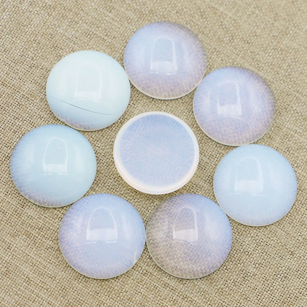 30MM New Natural Stone Opal Round CAB Cabochon Quartz No Drilled Hole Bead DIY Jewelry Making Bracelet Earring Accessories 10Pcs
