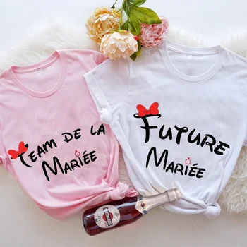 Future Bride Tee French Girl Friends Bachelorette Wedding Party T-shirts Women Evjf Shirt Team Bride Squad Tops Hen Party Tshirt 1